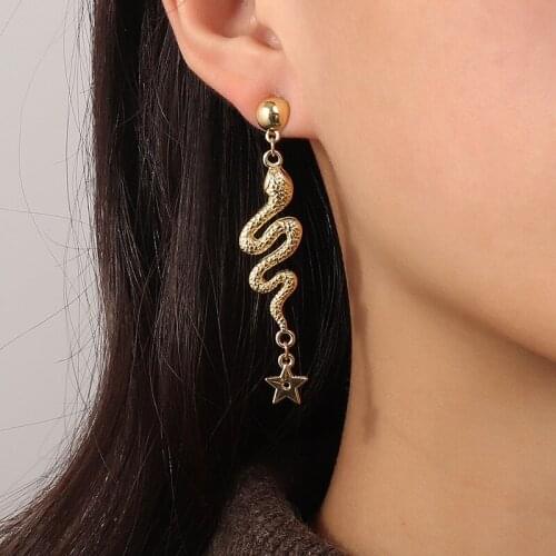 Earrings For Women Unusual Earrings 2020 Trend Ins Wind Snake Earrings Exaggerated Curved Metal Snake Pentagram Dtud Rarrings