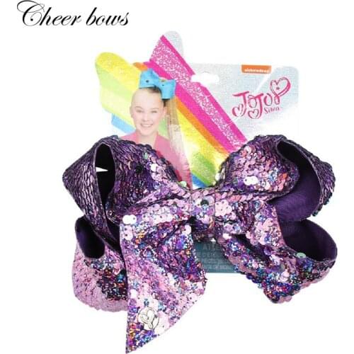 7" Dance Party JO JO Bows Hair Clip for Girls Reversible Sequin Hair Bows Handmade Hairgrips Kids Headdress Hair Accessories