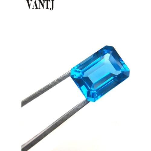 VANTJ Real Natural Blue Topaz Loose Gemstone Brilliant OCT Cut For Silver Gold Ring Mounting Fine Jewelry Women Party Gift