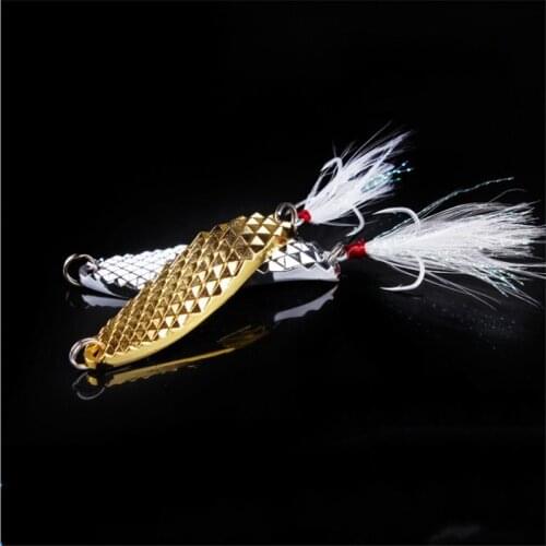 1Pcs Metal Spinner Spoon Fishing Lure Hard Baits Sequins Noise Paillette with Feather 3 Hooks Fishing Tackle7g /10g/ 15g /20g