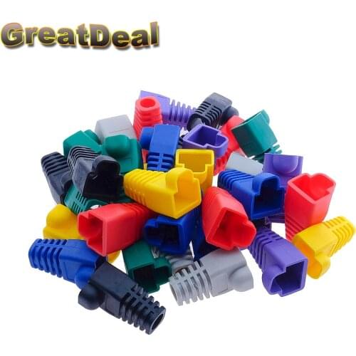100pcs Cat5 CAT5E RJ45 Caps Connector Plugs RJ45 Ethernet Network Cable Strain Relief Boots RJ45 plugs Socket boot caps HY202