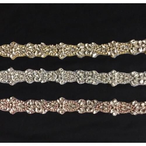 3 Colors Rhinestone Crystal Lace Trim For Bridal Accessories Wedding Dress Sash Belt Headband Straps Costume Embellishment