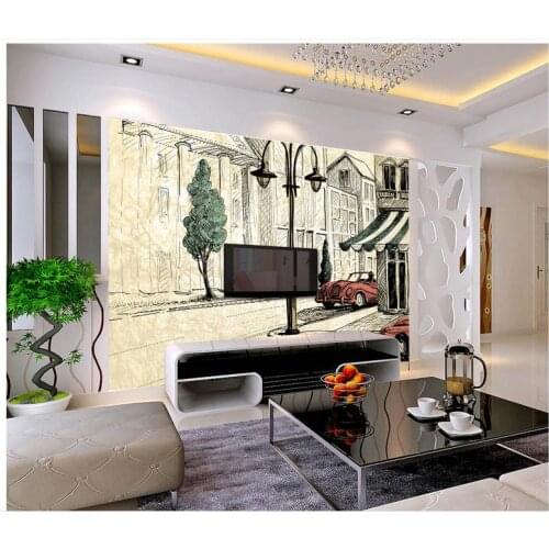 3d photo wallpaper 3d murals wallpaper for walls 3 d Abstract hand-painted European nostalgia TV setting Wall Street home decor