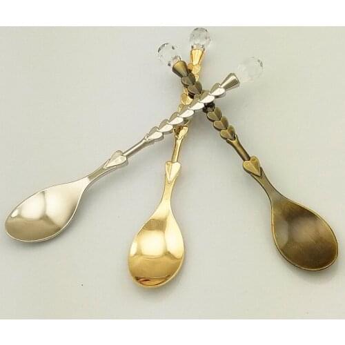 4pcs/lot High-Grade Multifunctional Retro Zinc Alloy Stocked Seasoning Spoon Heart Shaped Creative Coffee Spoon KV 053