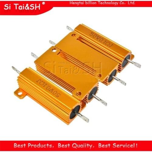 50W Aluminum Power Metal Shell Case Wirewound Resistor 0.01 ~ 100K 0.05 0.1 0.5 1 1.5 2 6 8 10 20 100 150 200 300 500 1K 10K ohm