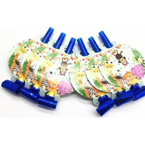 6pcs/lot Safari Park animals Theme Party Blowouts Whistles Kids Birthday Party Favors Decoration Supplies Noisemaker Decor
