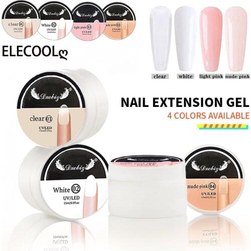 ELECOOL 15ml Nail Extension Gel Acrylic White Clear Quick Building Gel For Nails Finger Prolong Form Tips Manicure Nail Tools