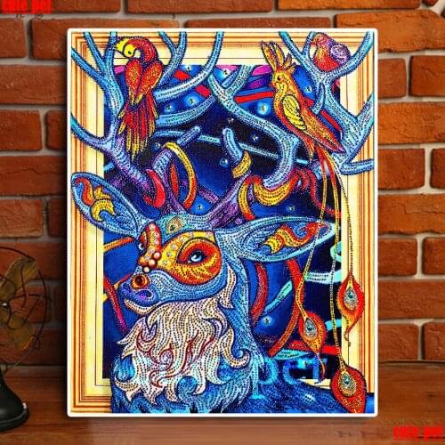 Full drill diamond embroidery Animal color elk 3d diamond cross stitch fashion diamond mosaic pattern of rhinestones Decoration