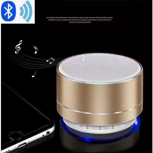 A10 portable metal LED glowing mini wirelesss Bluetooth speaker Bass Stereo Hands-free Music Player support TF card Microphone