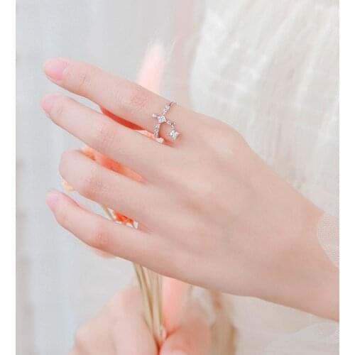 BOYULIGE Adjustable Opening Cross Zircon Rings For Women Punk Design Cute Simple Fashion Korean Girl Party Jewelry Accessories