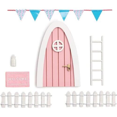 Wooden Desk Fairy Door set for Whimsical Fairy Yard Art Sculpture Cute Garden Decoration Hanging Decor Gifts