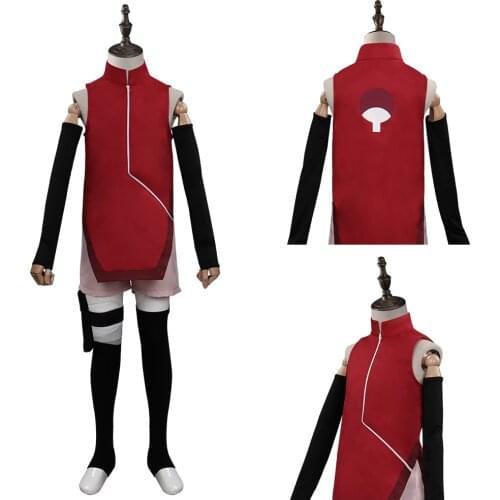 Kids Boruto Sarada Uchiha Cosplay Costume Outfit Halloween Carnival Suit