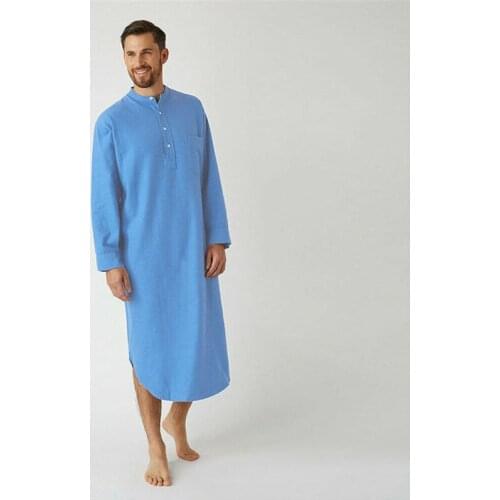 Cotton Islamic Clothing Men Long Shirt One Piece Nightgowns Large Bathrobe Robe Caftan Vacation Beach Robe Saudi Muslim Dress