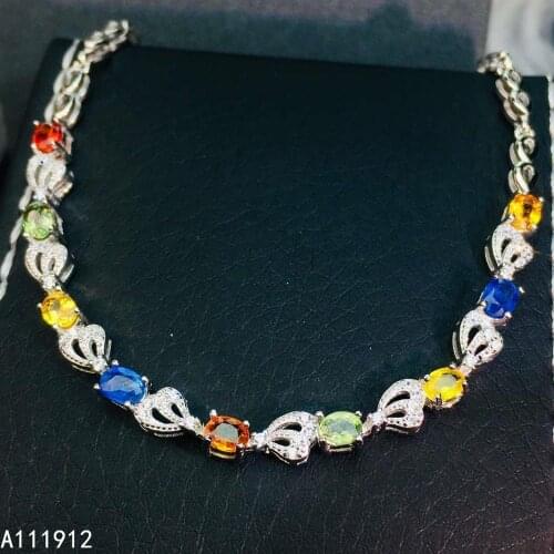 KJJEAXCMY fine jewelry natural Colored sapphire 925 sterling silver new women hand bracelet support test trendy