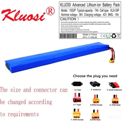 KLUOSI 10S2P 36V 7Ah Built-in 15A BMS 37V 42V 18650 Lithium Ion Battery Pack for M365 Pro Electric Scooter Extended Batteries