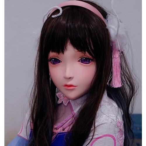 KM114)Quality Handmade Female/Girl Resin Half Head Japanese Cartoon Character Cosplay BJD Doll Kigurumi Mask Crossdresser