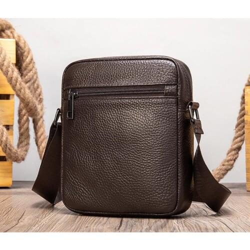 Luufan Soft Genuine Leather Men Shoulder Bag Casual Cow Leather Male Mini Crossbody Bags Cowhide Sling Bag For Male Bag Black