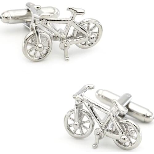 Mens Bicycle Cuff Links Copper Material Silver Color