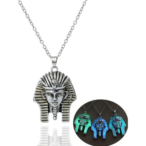 Men Glow In Dark Pendant Luminous Necklace Egyptian pharaoh pattern Accessories Ornaments Necklaces Unique Choker Gifts