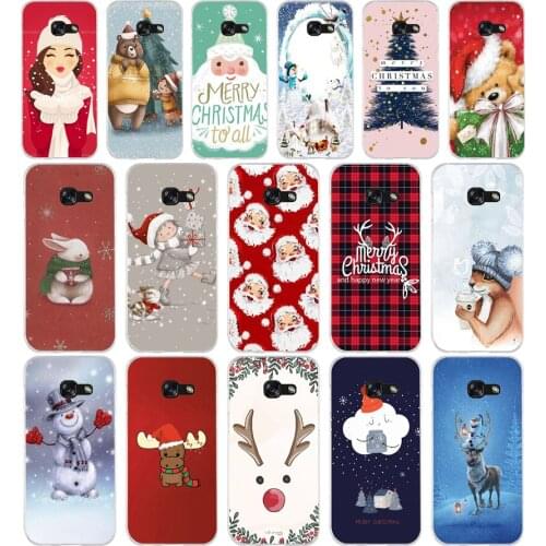 203FG Lovely Santa Claus Elk Soft Silicone Tpu Cover phone Case for Samsung a3 2016 a5 2017 a6 plus a7 a8 2018 s6 7 8 9