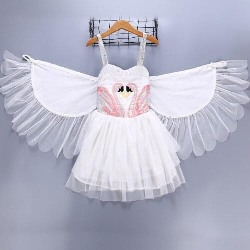 2019 NEW Baby Girl Princess Dress with Wing white tulle party Dresses Kids for Toddler Girl Children Fashion Christmas Clothing