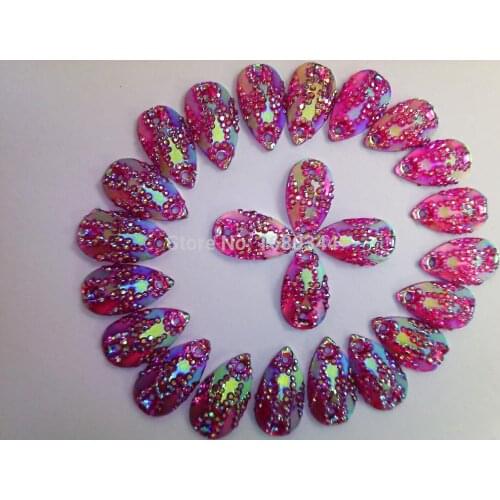Dazzling RoseAB Red colour beads rhinestones sew on crystal water drop shape 10*18mm resin gemstones for dress 150pcs/lot