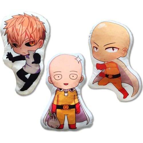 Anime ONE PUNCH-MAN Pillow Toy One Punch Man Saitama Genos Short Plush Stuffed Doll Pillow Double Sided Toy 40cm Gift