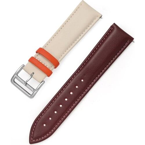 20mm 22mm Leather Strap for Samsung Galaxy Watch 46mm Waterproof Stainless Steel Pin Buckle Watchband for Huawei Watch Gt Strap