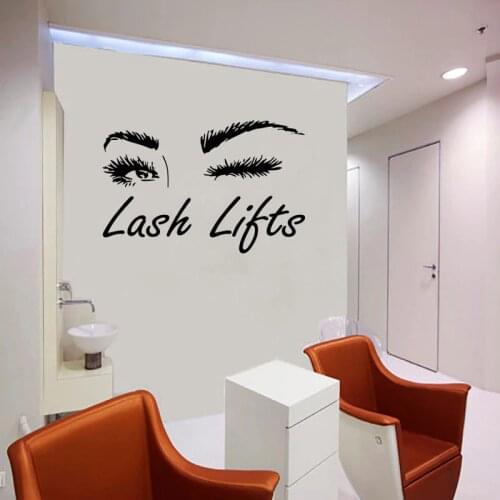 Eyelashes Eye Wall Decal Girls Eyes Eyebrows Window Glass Deco,lash Lifts Beauty Salon Vinyl Sticker Make Up Decoration DIY SL08