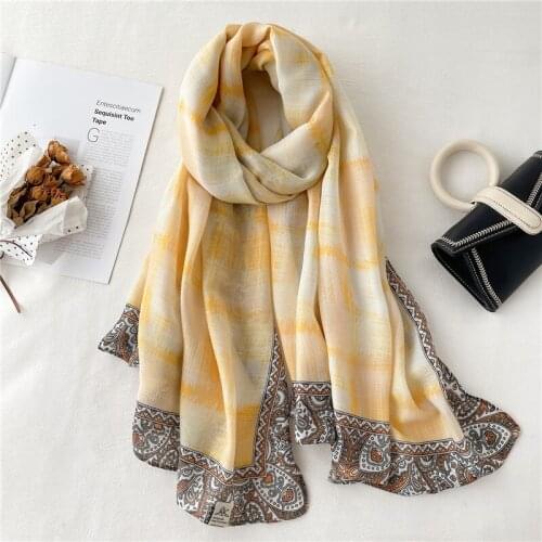 2021 Popular Plaid Warm Cotton Scarf Print Paisley Pashmina Shawl Viscose Winter Spring Soft Wrap Muslim Headband Hijab Foulard