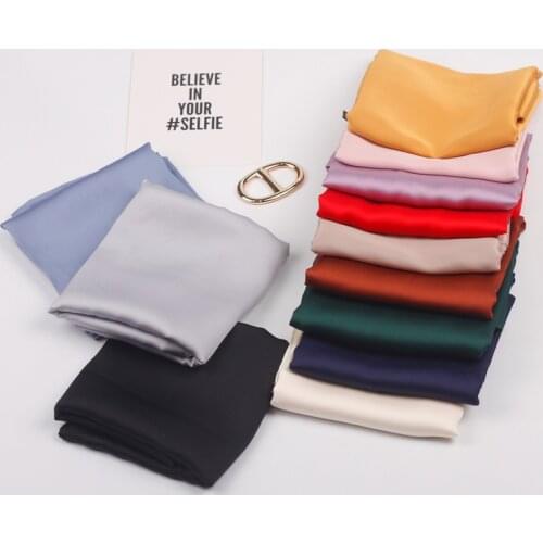 70cm Small Kerchief Hair Scarf For Women Fashion Headband Silk Satin Neck Scarves Female Balck Pink Plain Bag Scarfs For Ladies