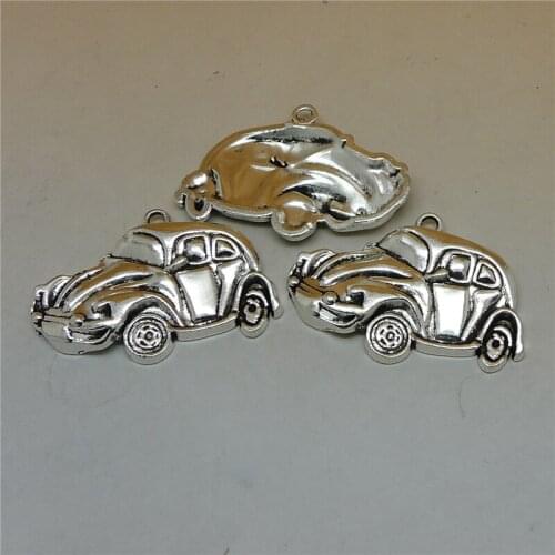 Nevstop 50Pcs/lot Antique Silver Fashion Cartoon Car Charms 40x28mm Transportation Tools DIY Jewelry Accessories