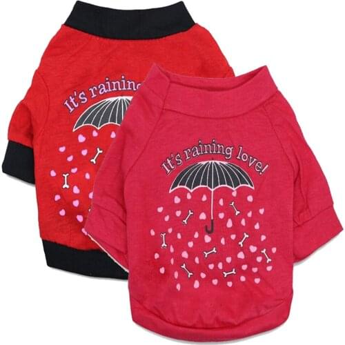 Pet Supplies Summer New Puppy Dog Clothes Comfortable and Breathable Printing Letter Umbrella Cute T-shirt Short Sleeves