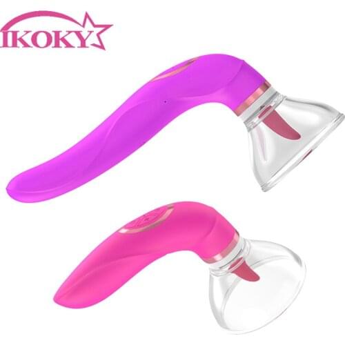 Tongue Licking Vibrator Vacuum Cup Pump Inhale Labia Breast Inhale Enlarge Massage Sucker Pump Sex Toys for Women Stimulator