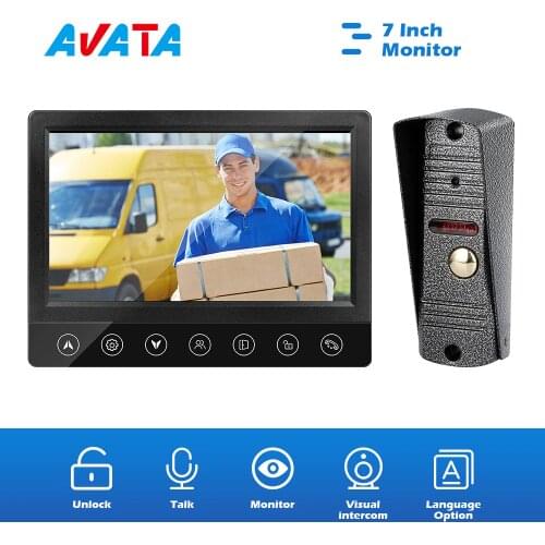 Video Doorbell Intercom for Home Night Vision Device 7 Inch Monitor and IP65 Waterproof Call Panel can Unlock Two Way Audio Talk