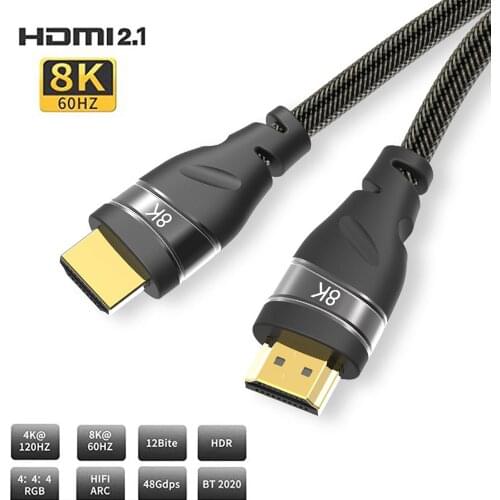 HDMI-compatible Cable 4K 120HZ Cord High Speed 8K 60HZ Ultra HD HDR 48Gbps Cables HDTV Video Converter for PS4 HDTVs Projectors