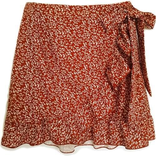 New Arrival 2021 Summer Skirt Women Ruffles Casual Bandage High Waist Skirts Woman Beach Style Floral Print Mini Skirts