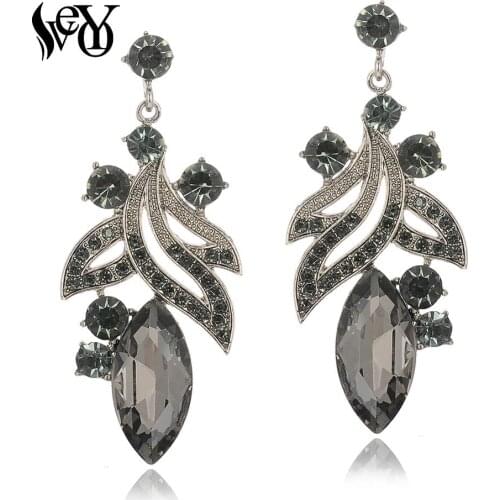 VEYO Plant shape Crystal Drop Earrings Trendy Earrings for Women Fashion Jewelry 3 Colour New Arrival