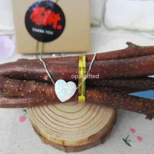 1pc/lot) 10mm Opal pendant S925 Silver Necklace heart white snow OP17 heart opal necklace free shipping for fashion jewelry