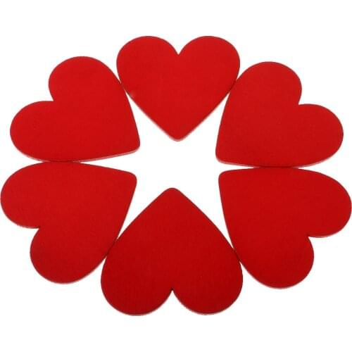 10pieces Heart Shaped Love Red Heart Embellishment Wooden Ornament Scrapbooking DIY Wooden Craft