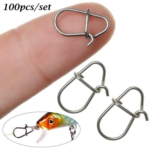 100pcs/lot nice Snap Fishing Barrel Swivel Safety Snaps Hooks Fishhook Fishing Tackle Box Accessory tool lures
