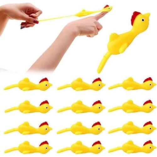 11.5CM Stretch Novelty Gags Practical Joke Toys Funny Laugh Rubber Chicken Stretchy Flying Turkey Finger Birds Sticky