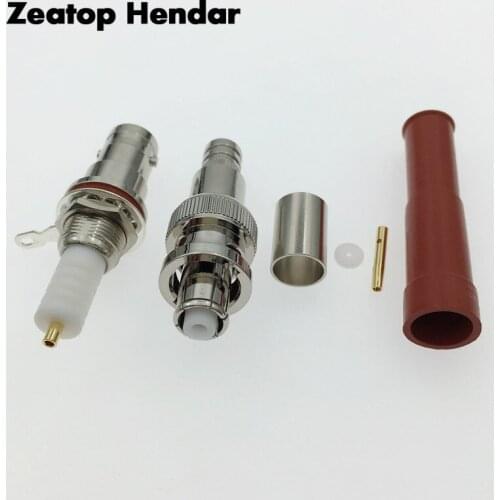2Pcs Brass RP-BNC Female Plug Bulkhead Nut SHV 5000V / RPBNC Male Jack Crimp RG5 RG6 High Voltage Power RF Coaxial Connector