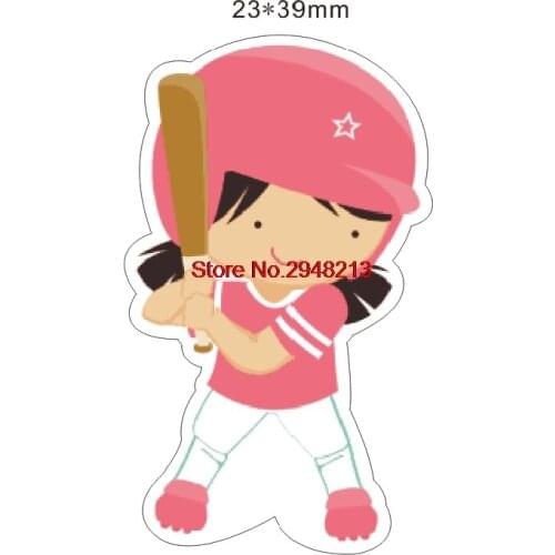 50pcs Lovely Cartoon Baseball Girl Flatback Resin Planar Cabochon for DIY Craft Embellishments RET1534