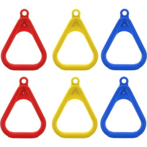 6pcs Outdoor Trapeze Gym Rings Plastic Ring Swing Replacements & Additions, Red & Yellow & Blue