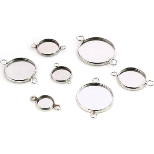 8/10/12/14/16/18/20mm Inner Size Stainless Steel Material Simple Style Cabochon Base Cameo Setting Charms Pendant Tray