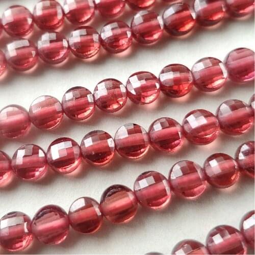 AA LOOSE BEADS red garnet faceted FLAT COIN 3-3.5mm wholesale for DIY jewelry necklace 31cm