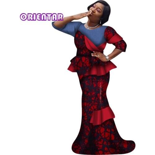 African Women Suits African Print Tops and Skirts Set Women Patchwork Traditional African Clothing Plus Size WY6790