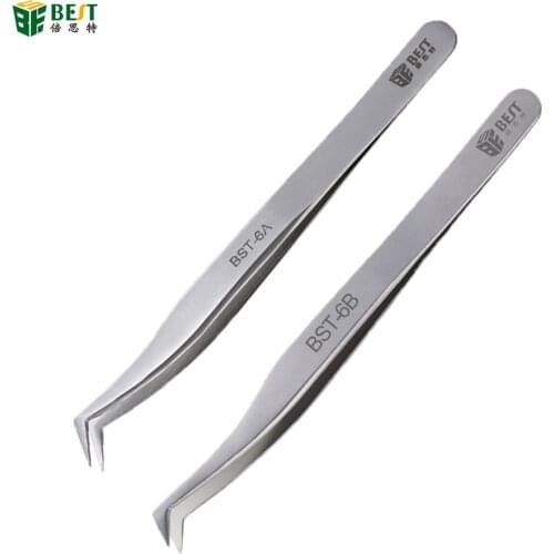 Anti-static Eyelash Extension Tweezers Stainless Steel Electroplating Forceps Pliers Curved Tips for Nail Art Gem Decor Picking
