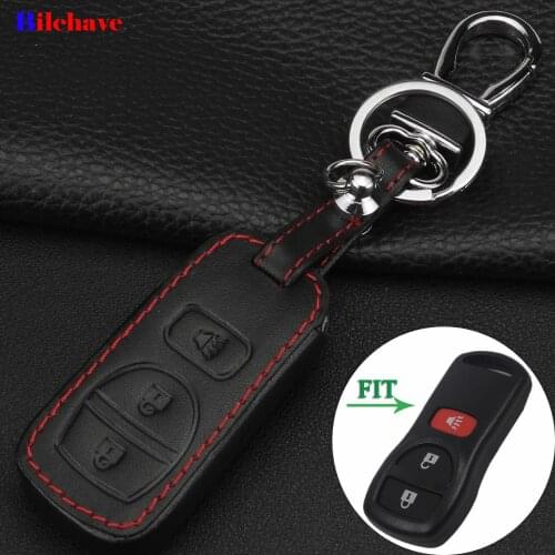 Bilchave 3 Buttons Remote Car leather Case Cover Fob For Nissan Armada Frontier Murano Pathfinder Quest Titan Xterra 2005-2007